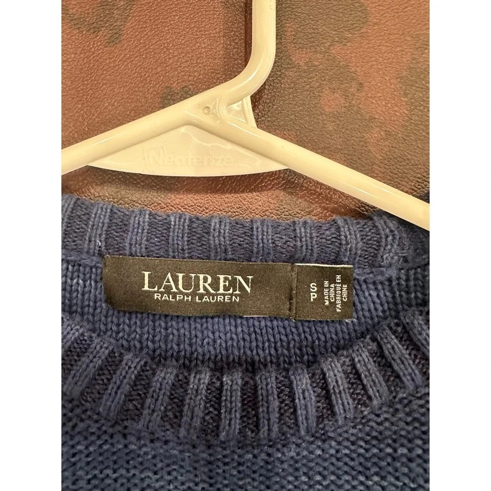 Lauren‎ Ralph Lauren Blue Ombre Gradient Cotton Linen Knit Sweater Womens SP
